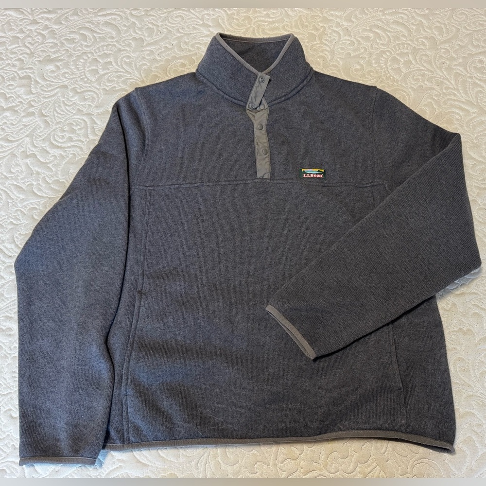 L.L. Bean Men's Charcoal Quarter-Button Sweater